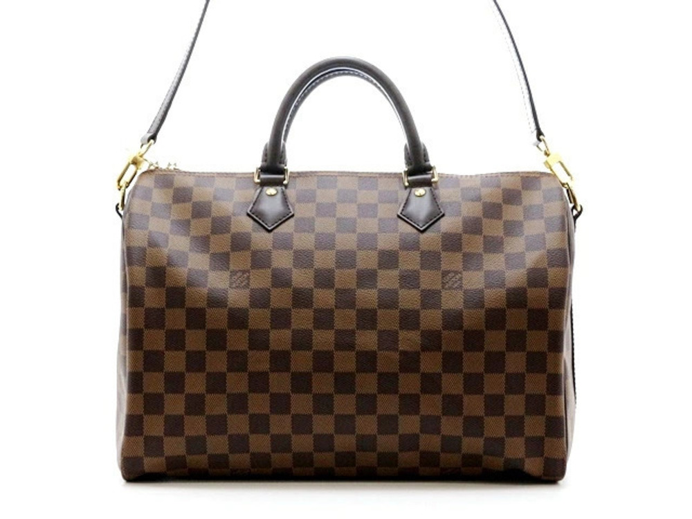 LOUIS VUITTON Speedy Bandouliere Shoulder Bag Damier Canvas Leather Brown